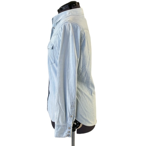 Levi’s Light White Wash Western Chambray Button Down shirt womens size L - Picture 5 of 10